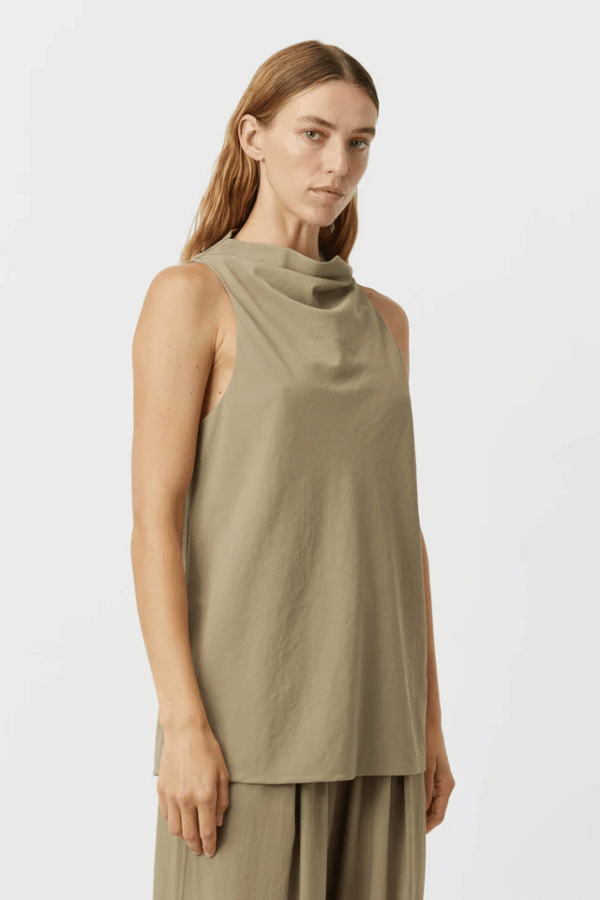 Camilla And Marc | Naiomi High Neck Top Olive | Girls With Gems