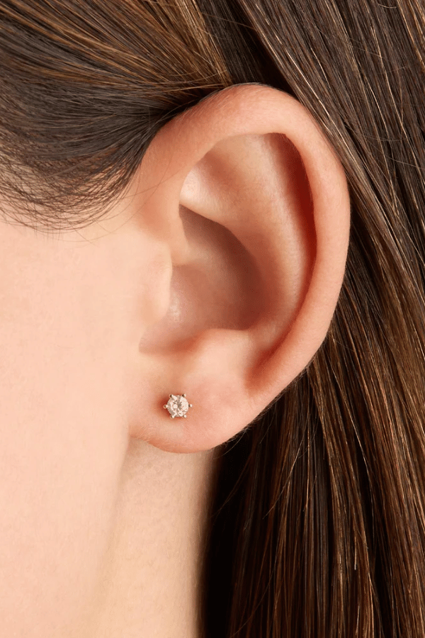 By Charlotte | 14k Solid Gold Crystal Stud Earring | Girls With Gems