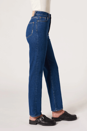 Nico Straight Royal Indigo by Neuw Denim, super high-rise relaxed straight-leg jeans with comfort stretch, authentic vintage indigo, perfect for timeless style.