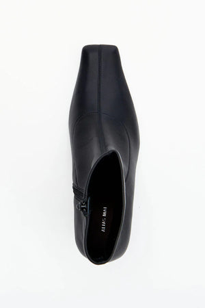 Amelia Black Stretch Leather by Alias Mae, sleek stretch leather boot with square toe, perfect for day to night styling