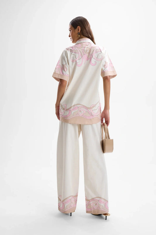 Bellini Bowling Shirt Nouveau by Cin Cin, printed cotton resort shirt, perfect for relaxed summer or travel wear