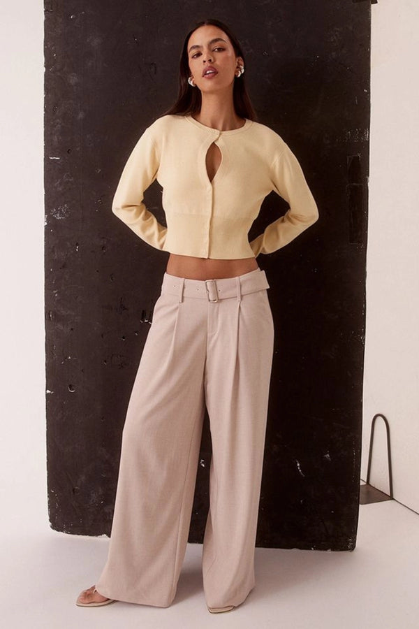 Alani Cardigan Custard by Sovere, soft knit cardigan with keyhole detail, perfect for layering or everyday styling