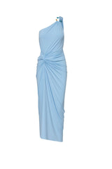 Canoa Maxi Dress Cielo de Puna by Baobab, one shoulder maxi dress with slit, perfect for resort or evening styling