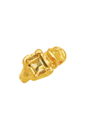 Orchid Ring by Amber Sceats, handcrafted in Italy with 24K gold plating and citrine cubic zirconia for a bright, elegant statement piece.