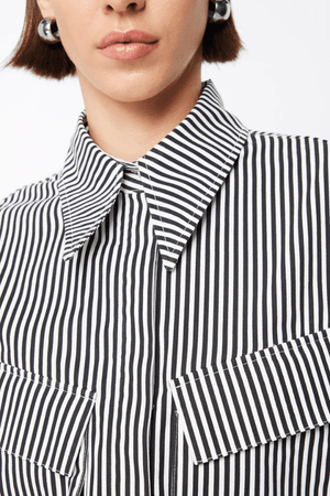 Mossman | Tudor Shirt Black/White Stripe | Girls with Gems