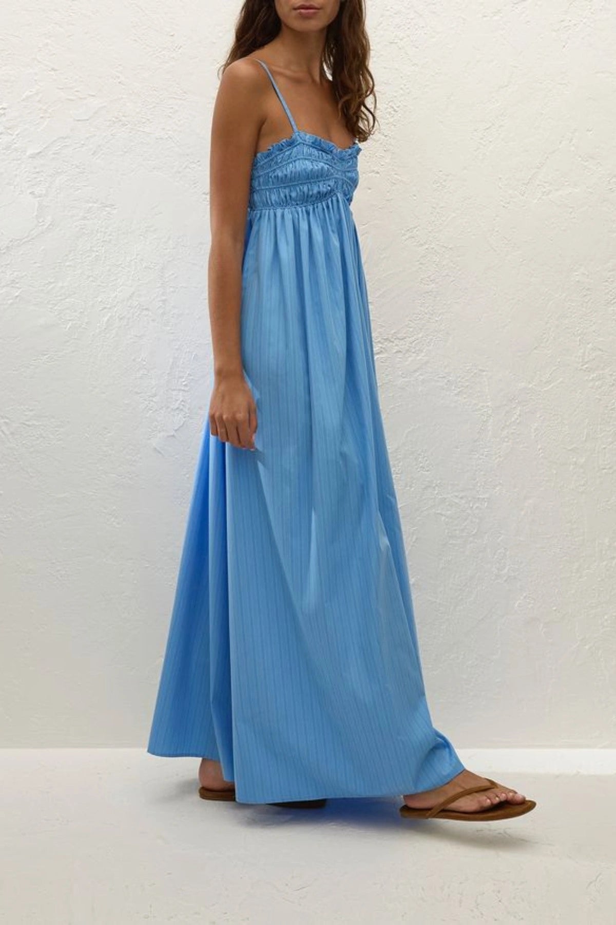 Presa Maxi Dress Mico Pinstripe Azul