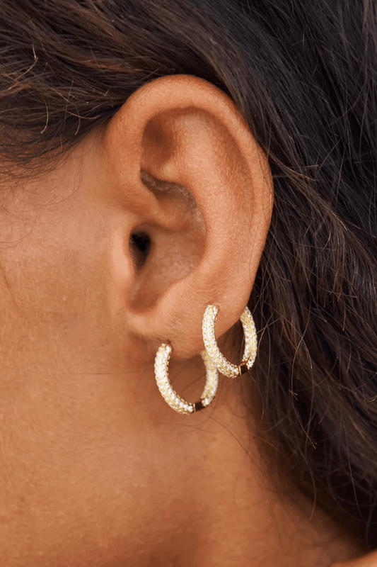 Avant Studio | Priscilla Pave Hoops Gold | Girls with Gems