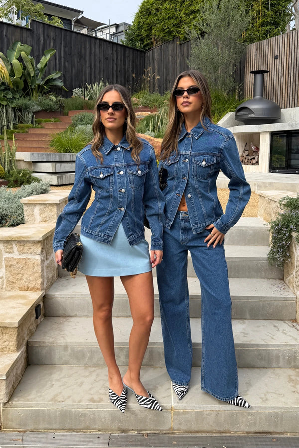 Ella Squire Cinched Denim Jacket Indigo