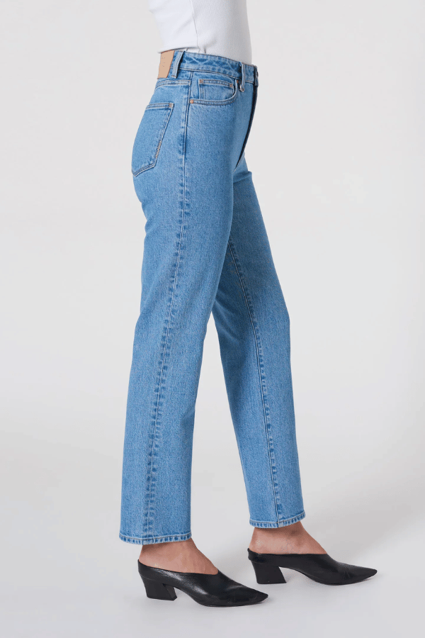 Nico Straight Ophelia by Neuw Denim, a super high-rise relaxed straight-leg jean in vintage indigo with comfort stretch, perfect for stylish everyday wear.