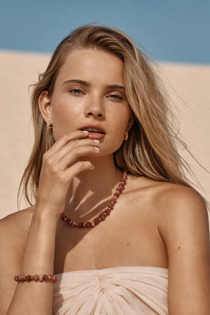Crimson Bracelet by Amber Sceats, tourmaline and gold beaded bracelet, perfect for elevated everyday styling