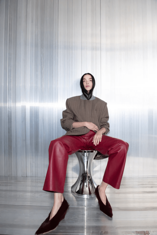 Selita Leather Pant Garnet by Camilla and Marc, luxe lamb leather with seam detail and high waist, perfect for viral nights or elevated daytime looks.