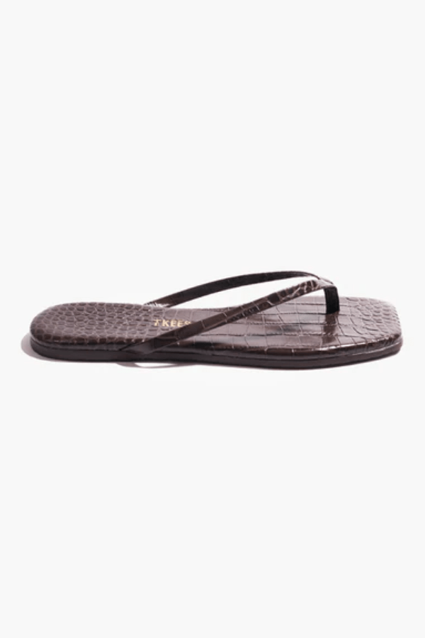 Tkees | Square Toe Lily Carob Croc | Girls with Gems