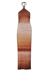 Blake Maxi Dress Tierra Inca by Baobab, halter maxi dress with open back and slit, perfect for resort or evening styling