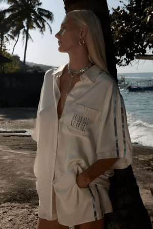 Summi Summi | Elastic Waist Shorts Cream/Viceroy Stripe | Girls with Gems