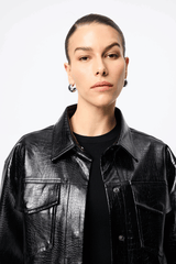 Salt Water Shirt Croc by Mossman — Bold faux croc leather shirt with tailored collar, front pockets, snap closure, and relaxed fit. Perfect for edgy, polished looks.