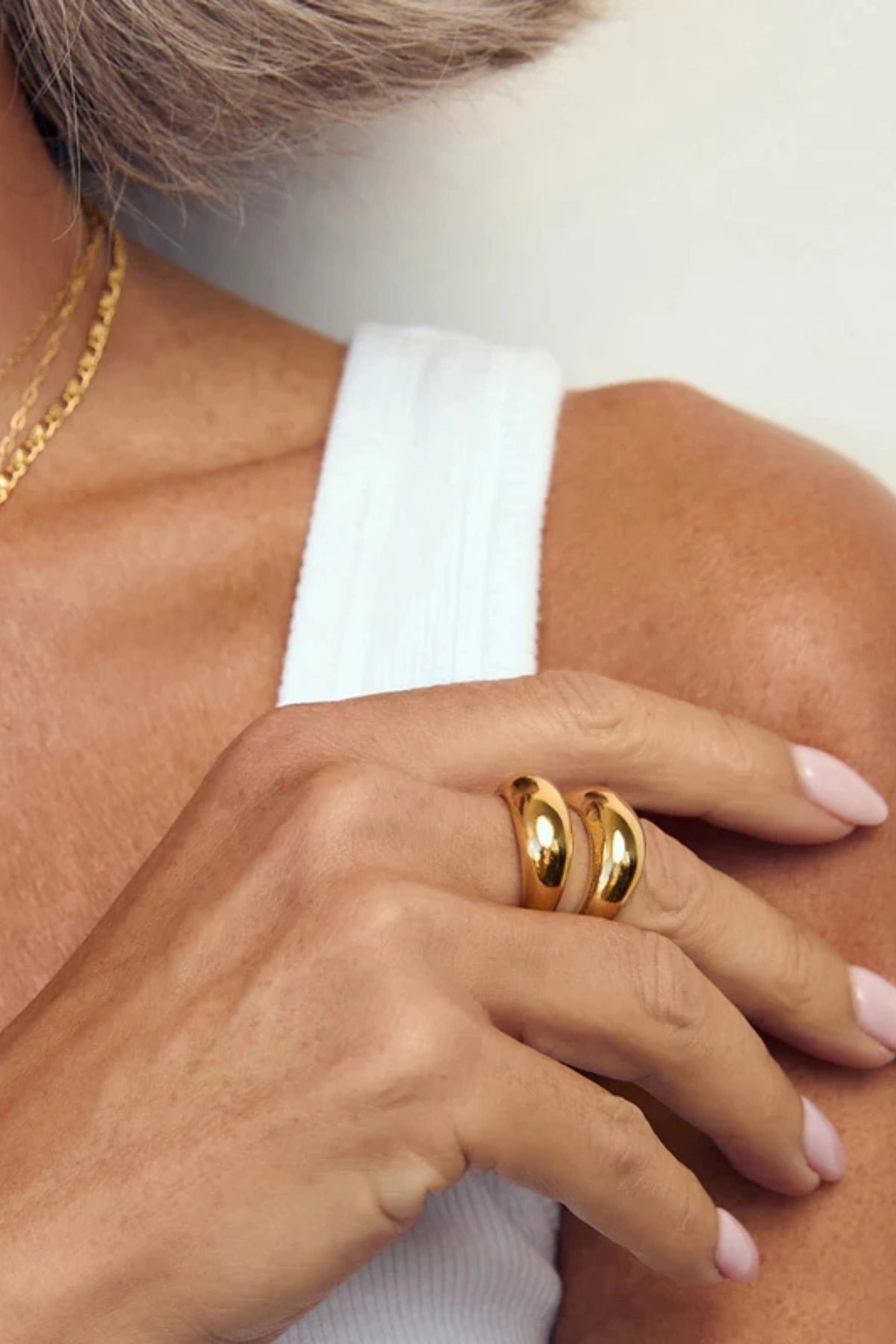 Georgia Ring Gold by Arms of Eve, sleek statement ring with a polished 14k gold finish that adds bold elegance and modern allure to any look.