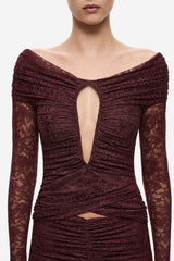 The Kali Ruffle Lace Maxi Currant
