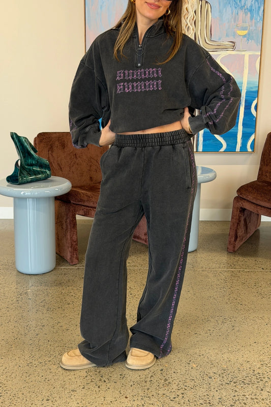 Eden Trackpant Shadow by Summi Summi – relaxed brushed fleece trackpants for elevated everyday comfort.