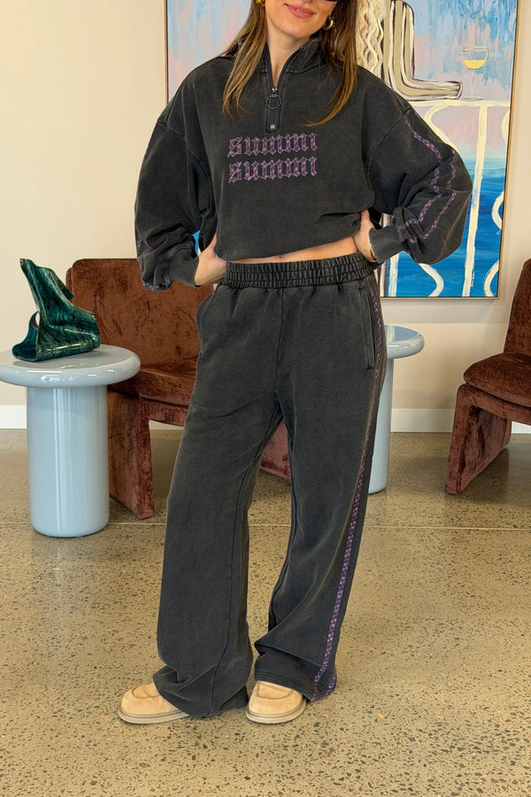 Eden Trackpant Shadow by Summi Summi – relaxed brushed fleece trackpants for elevated everyday comfort.