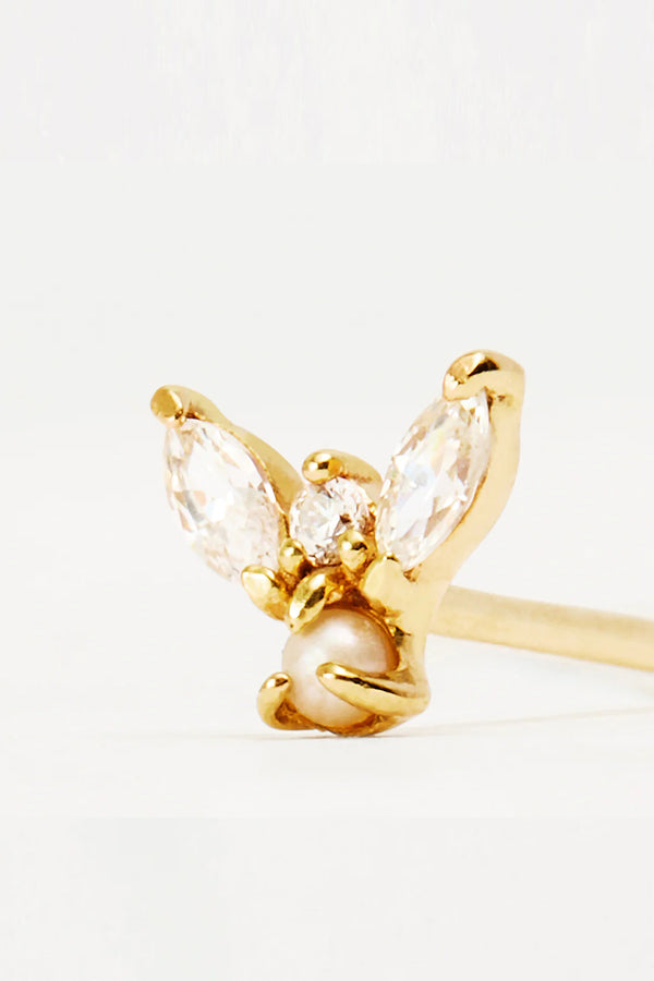 By Charlotte | 14kt Gold Angel Stud Earring | Girls with Gems