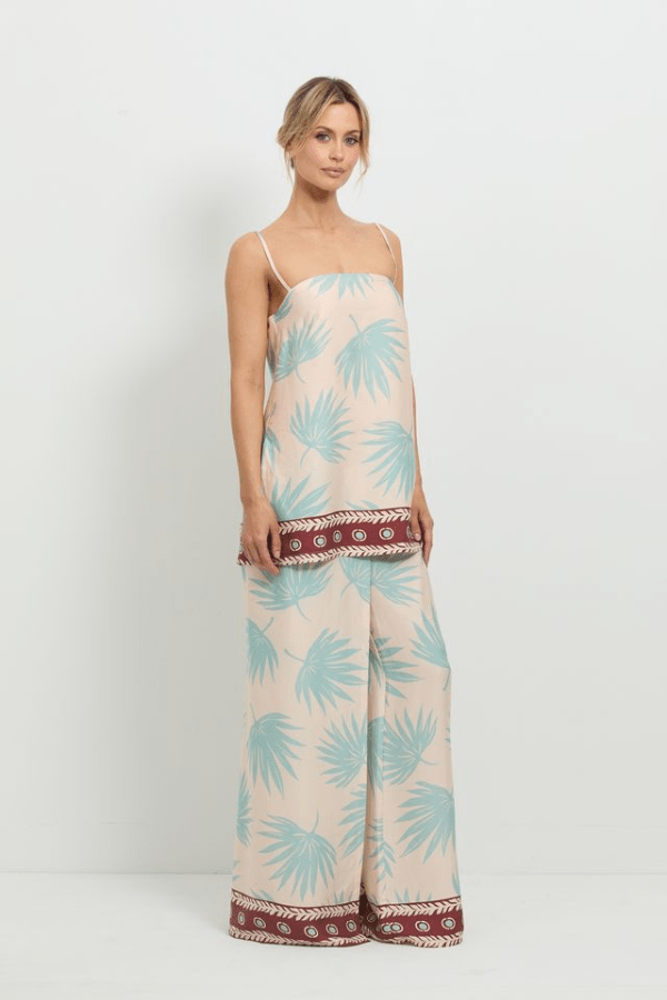 Summer Fling Tunic Multi by Pasduchas, soft-touch Tencel with exclusive palm print, adjustable straps, and invisible zip, perfect for trendy viral summer and coordinated looks.