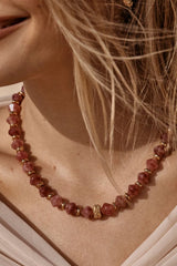 Crimson Necklace by Amber Sceats, tourmaline and gold statement necklace, perfect for elevated occasion styling