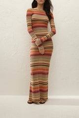 Notturna Maxi Dress Murano Stripe by Faithfull the Brand – a fitted striped maxi with long sleeves. Perfect for effortless styling.