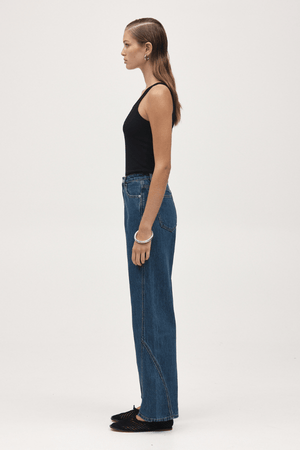 Curve Seam Jean Heritage Blue by Marle, trendy jeans made from 100% organic cotton with a flattering silhouette and distinctive seam detailing. Perfect for a chic, everyday look.