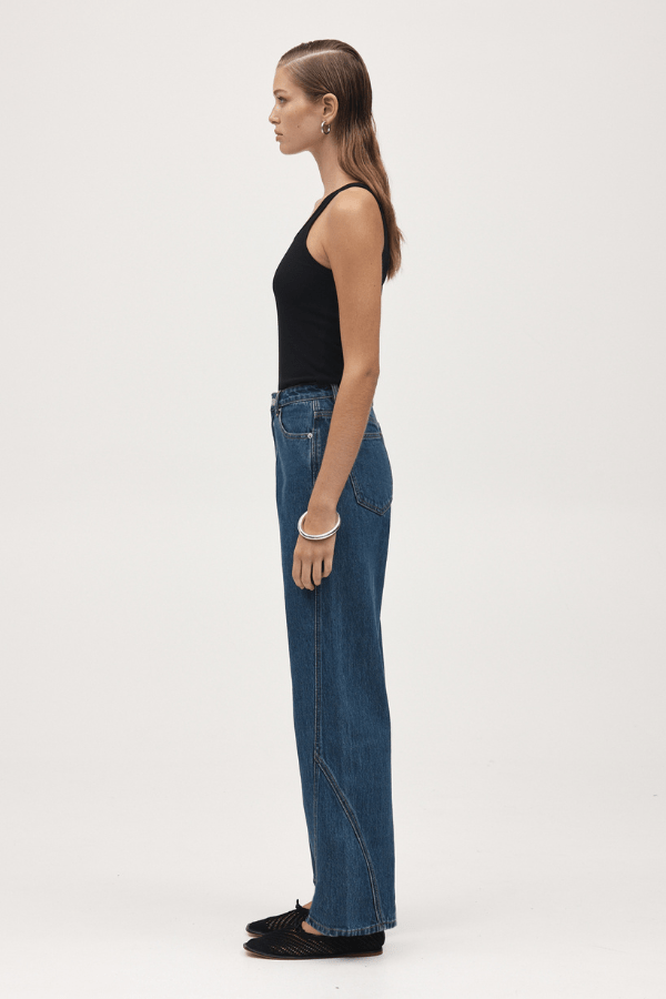 Curve Seam Jean Heritage Blue by Marle, trendy jeans made from 100% organic cotton with a flattering silhouette and distinctive seam detailing. Perfect for a chic, everyday look.