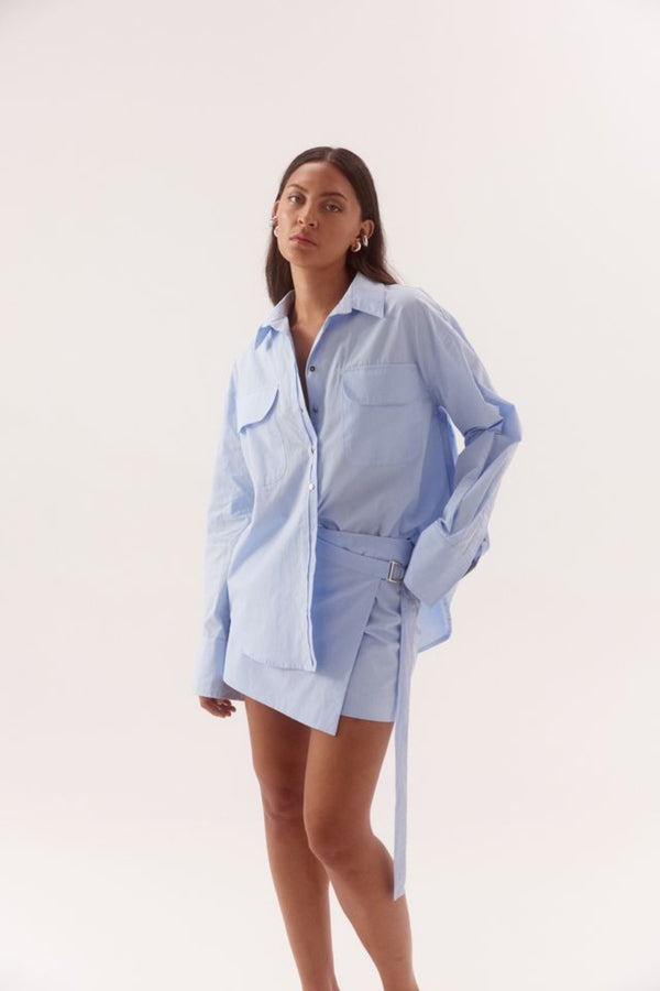 Blume Combo Shirt Dress Blue