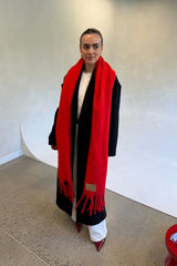 Freya Knitted Scarf Red by Sneaky Link, ultra soft red knit scarf, perfect for cozy winter layering
