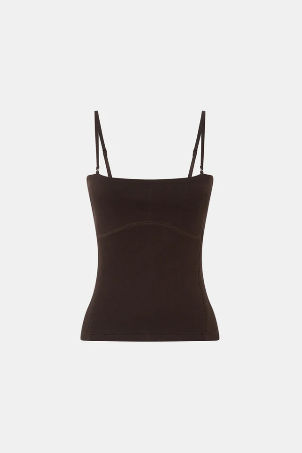 Jensen Bodice Espresso by Camilla and Marc – structured cotton bodice with adjustable straps and sleek zip, perfect for trendy off-duty days or layered looks.