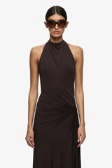 Court Halter Maxi Dress Dark Chocolate