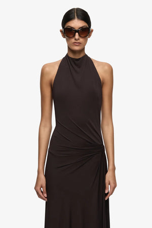 Court Halter Maxi Dress Dark Chocolate