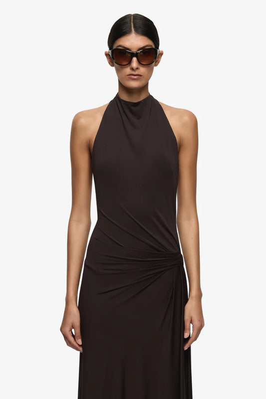 Court Halter Maxi Dress Dark Chocolate