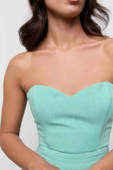 Cotton Mix Pinstripe Jumpsuit Green Pinstripe