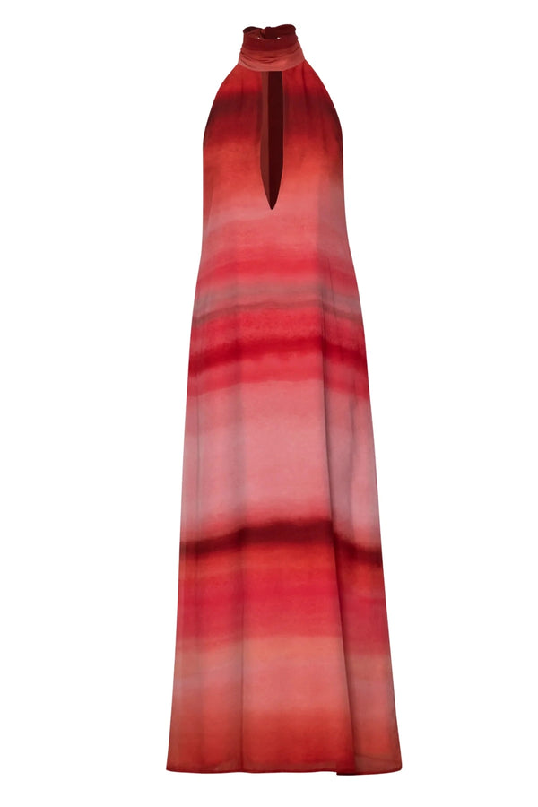 Magia Salvaje Maxi Dress Flor de Cantuta by Baobab, halter chiffon dress with cutouts, perfect for resort or event styling