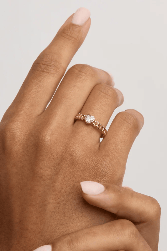 By charlotte | 18k Gold Vermeil Radiant Heart Engravable Ring | Girls with Gems