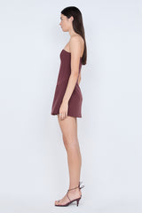 Romee Strapless Mini Dress Raisin by Bec + Bridge, structured crepe mini dress for cocktail and evening events