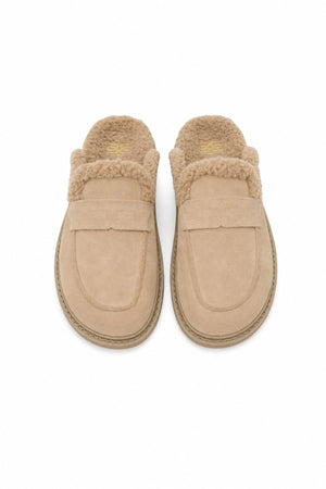 Teddy Suede Loafer Beige by Sneaky Link, cosy suede slip on loafers perfect for relaxed everyday wear