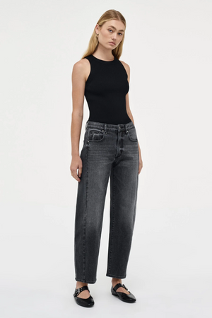 Neuw Denim | Amber Barrel Washed French Black | Girls with Gems