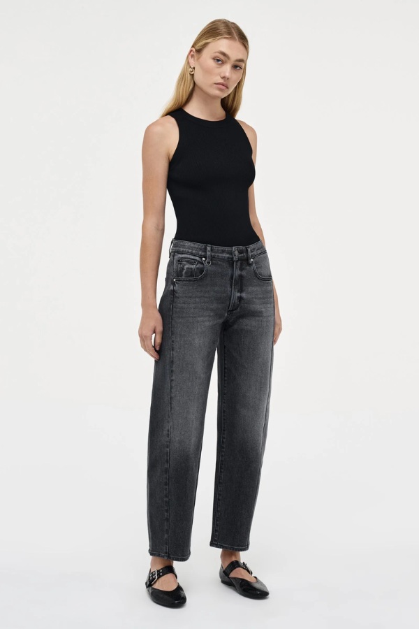Neuw Denim | Amber Barrel Washed French Black | Girls with Gems