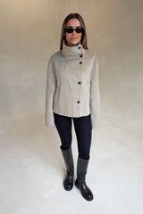 Clementine Funnel Neck Cropped Coat Oat Marle by Sneaky Link, wool cropped coat, perfect for winter layering