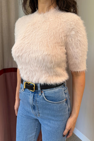 Maxime Knit Top Powder Pink by Camilla and Marc - slim fit knit tee with ribbed trims and structured shape, perfect for refined everyday styling.
