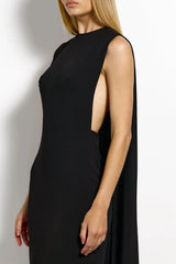 Kaya Midi Black by Effie Kats, high neck midi dress with draped back, perfect for events or evening styling