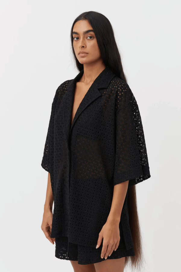 Camilla And Marc | Agna Lace Shirt Black | Girls With Gems