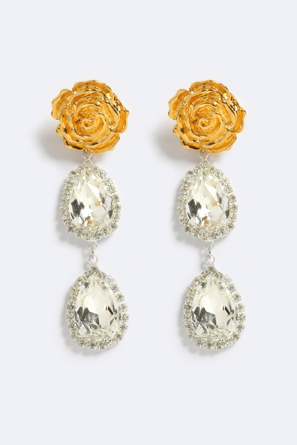 Emma Pills | Roses on Ice Earrings Gold Ice | Girls With Gems