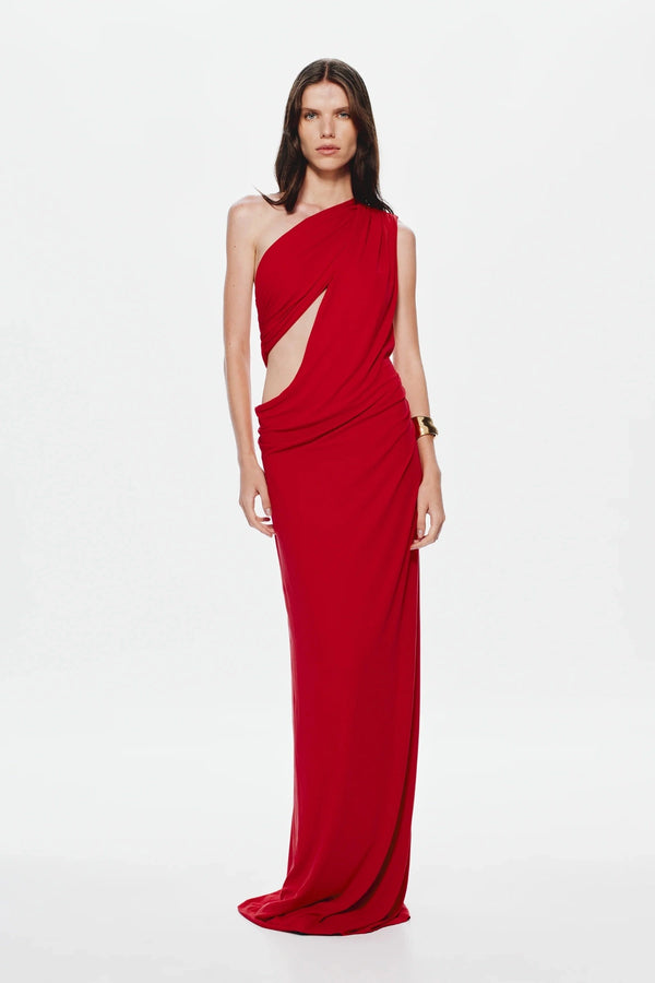 The 'Solstice' Cupro Dress Cherry