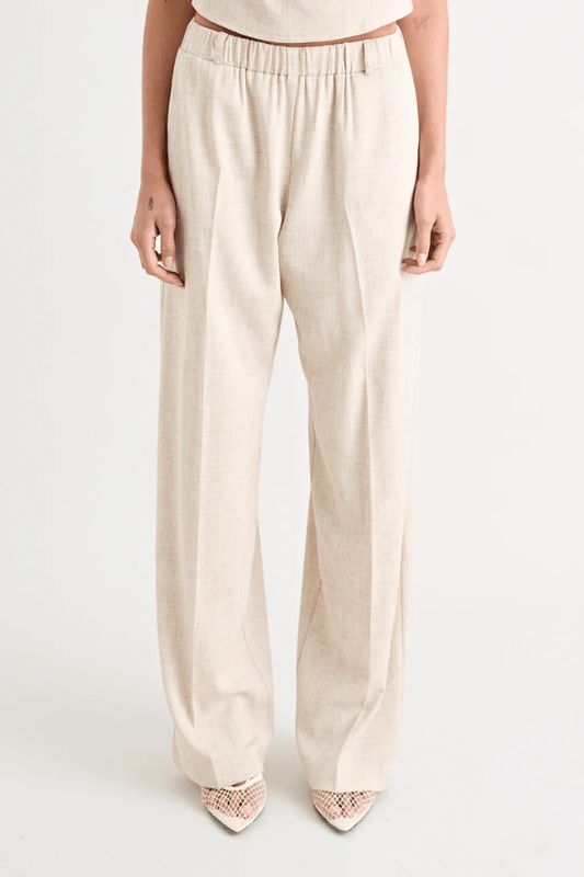 Pino Wide Leg Pant Natural by Pfeiffer, a comfy and stylish wide-leg pant with elastic waistband, perfect for casual or dressy occasions.