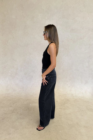 Bronte Halter Jersey Tank Black